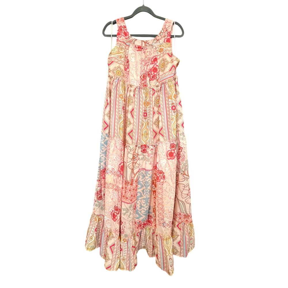 Davi & Dani Boutique Light Blush Floral Tiered Midi Dress Size Medium